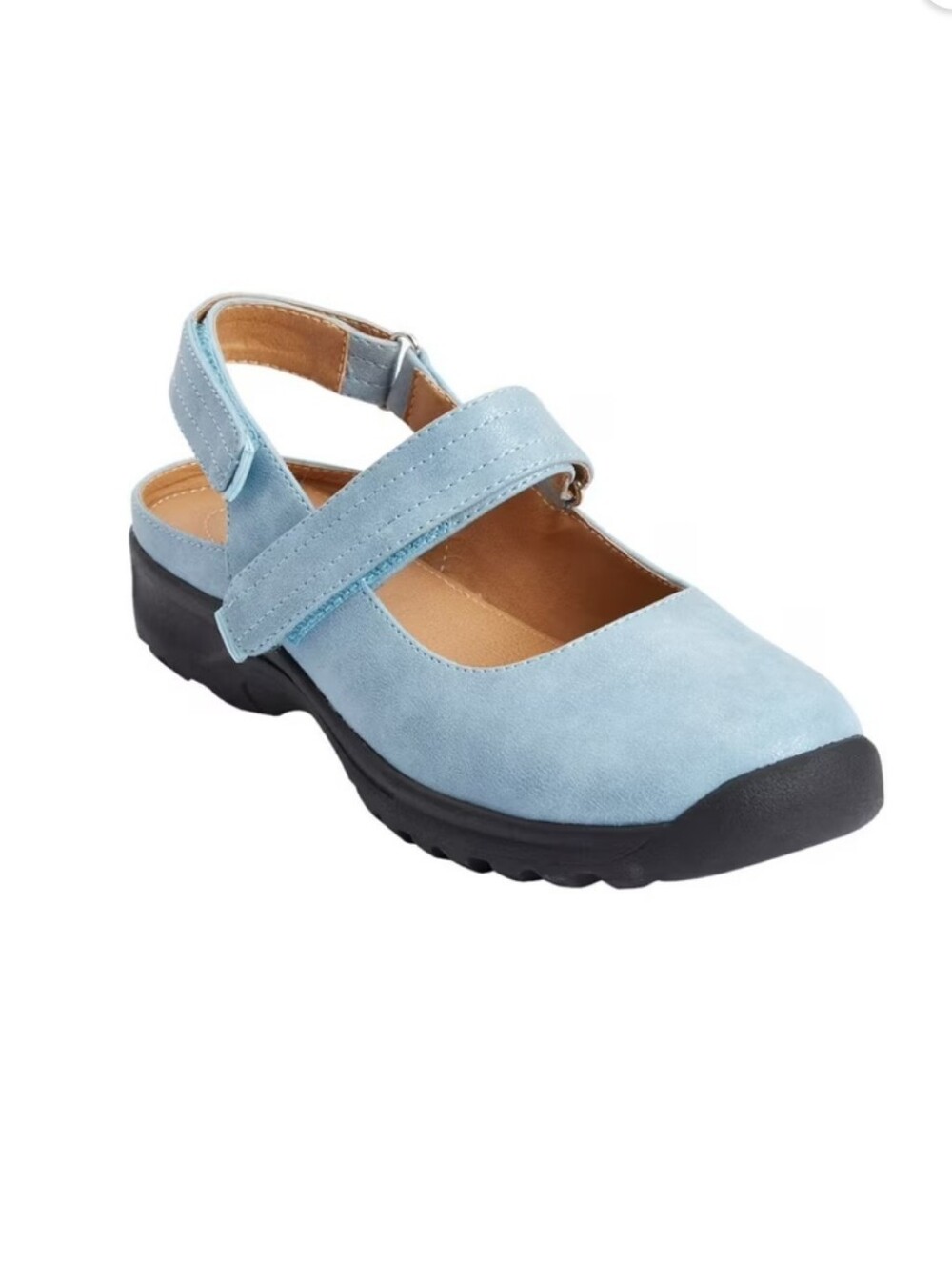 Comfortview Women's The Joelle Sling Mary Jane On Blue Pearl, Shimmery, NWOB 12W